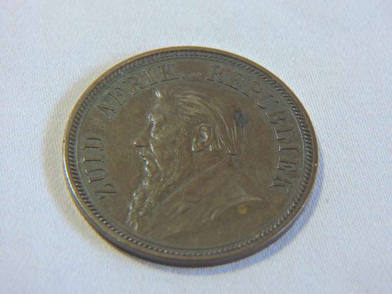 1892 ZAR 1 Penny Coin  1D   Paul Kruger coin