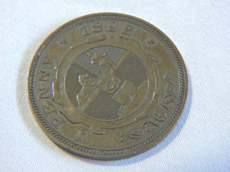 1892 ZAR 1 Penny Coin  1D   Paul Kruger coin