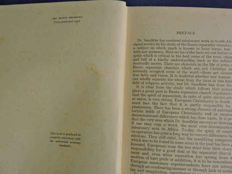 Race Relations & Bantu Prophets in South Africa   Africana Boeke Book