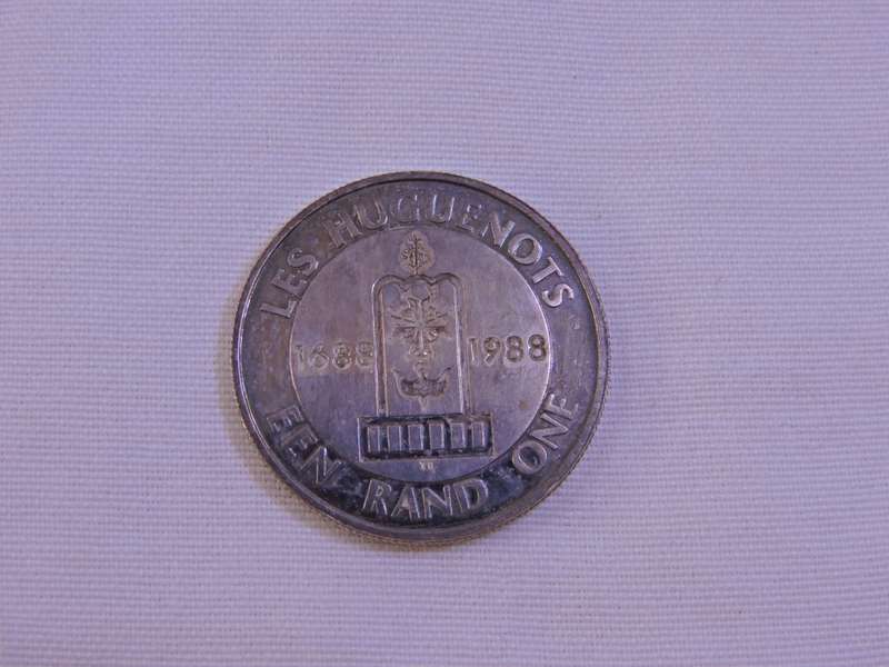 Proof 1988 R1 Silver Coin Les Hugenots  in SA Mint blue box