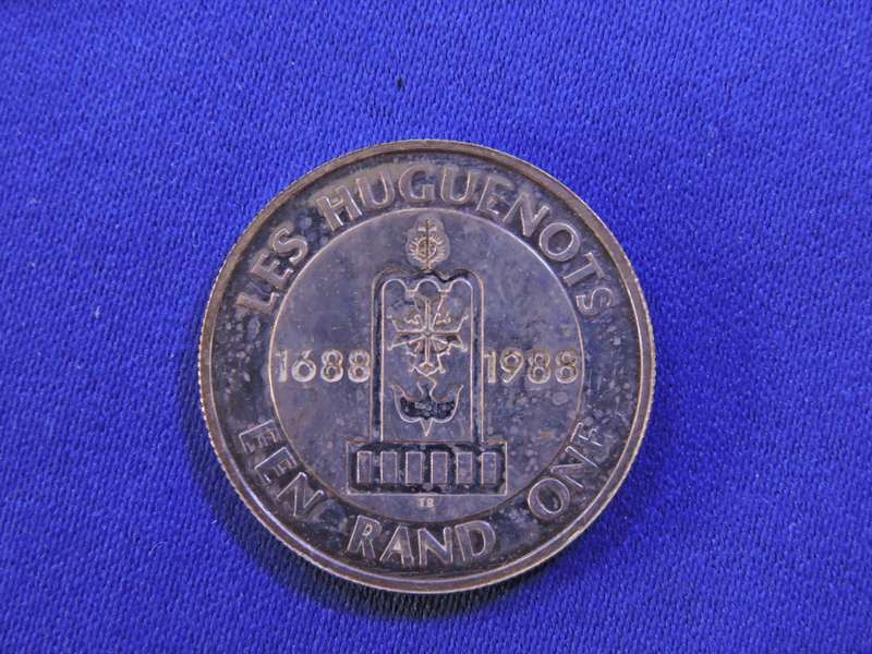 Proof 1988 R1 Silver Coin Les Hugenots  in SA Mint blue box