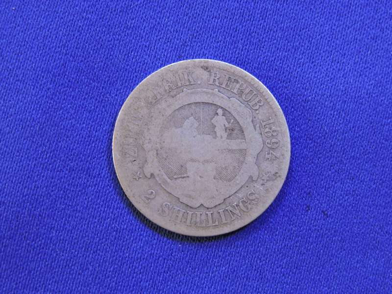 1894 ZAR 2 Shillings Paul Kruger .925 Sterling Silver coin Filler
