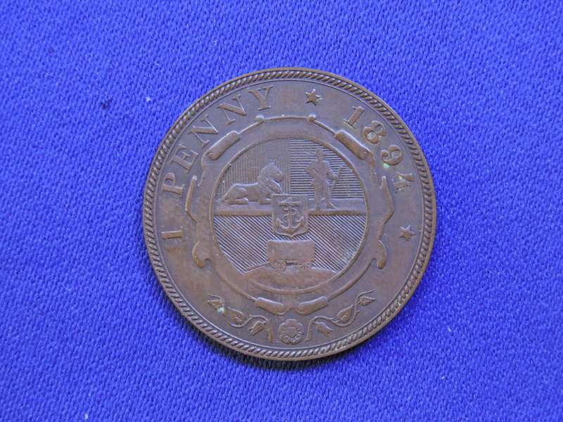 1894 ZAR 1 Penny Coin  1D Bronze Paul Kruger Coin LOW MINTAGE
