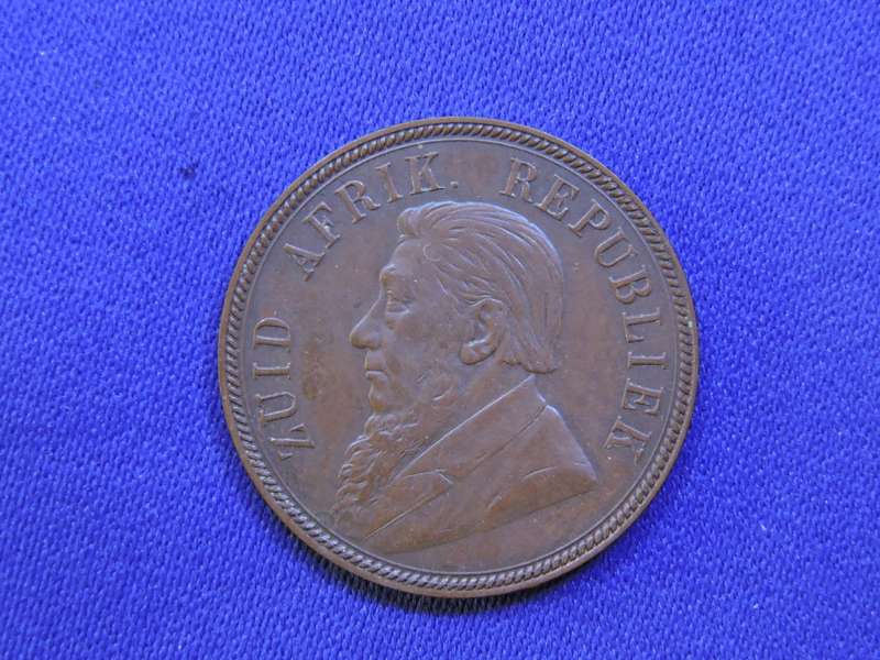 1894 ZAR 1 Penny Coin  1D Bronze Paul Kruger Coin LOW MINTAGE