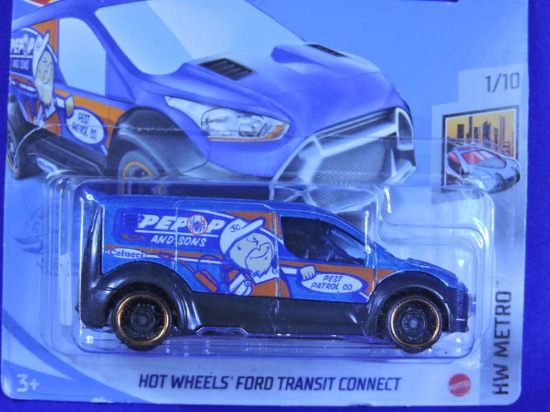 Hot Wheels FORD Transit Connect Van ( Blue )  Pest Control