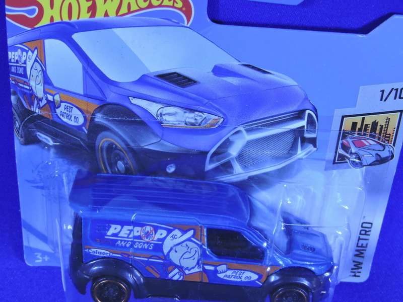 Hot Wheels FORD Transit Connect Van ( Blue )  Pest Control