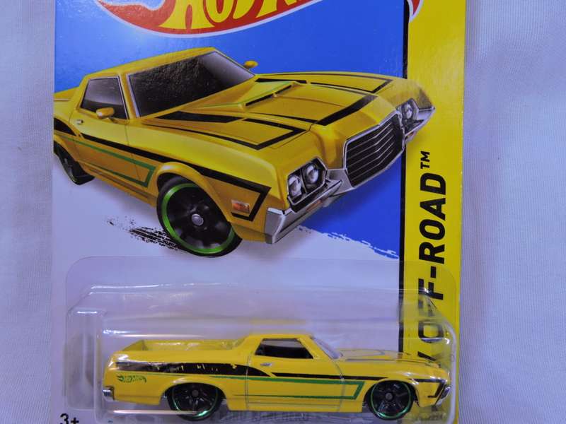 Hot wheels FORD Ranchero ( Yellow black & Green stripe ) Long Card