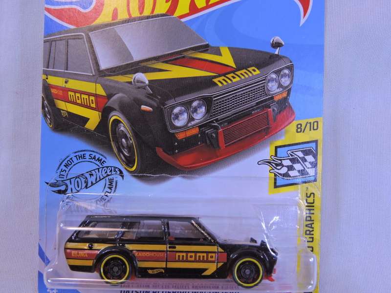 Hot Wheels DATSUN Bluebird Wagon ( Black MOMO )  Long Card Like Nissan