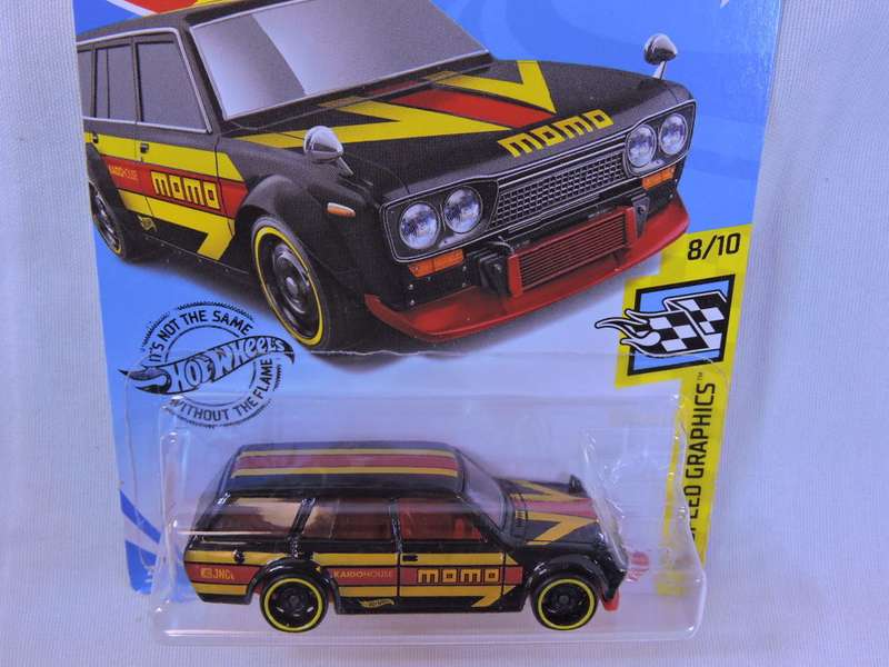 Hot Wheels DATSUN Bluebird Wagon ( Black MOMO )  Long Card Like Nissan