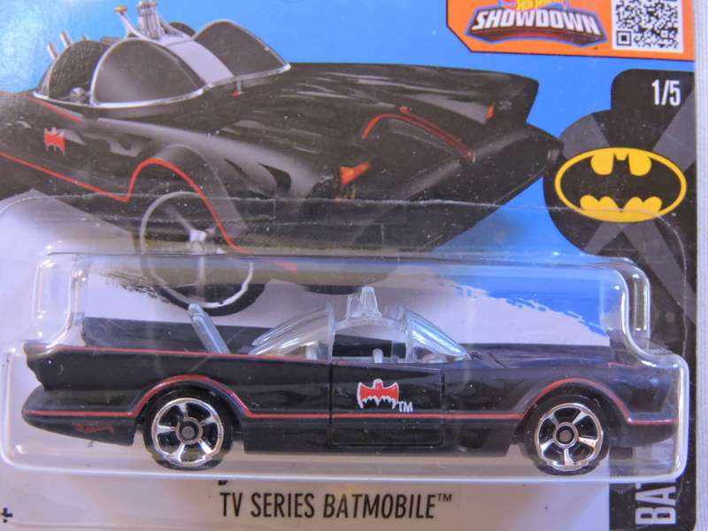 Hot Wheels TV Series BATMOBILE  ( Black, Red Pin strip & clear windows )  Batman