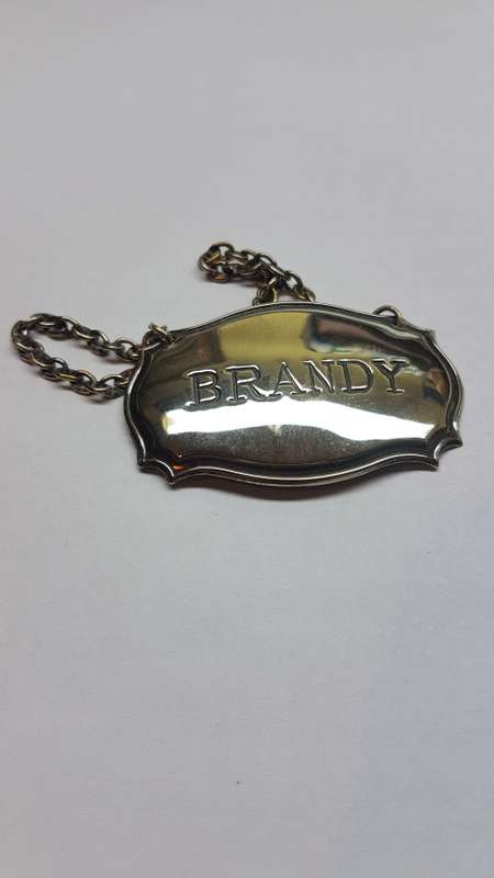 Silverplate decanter label BRANDY
