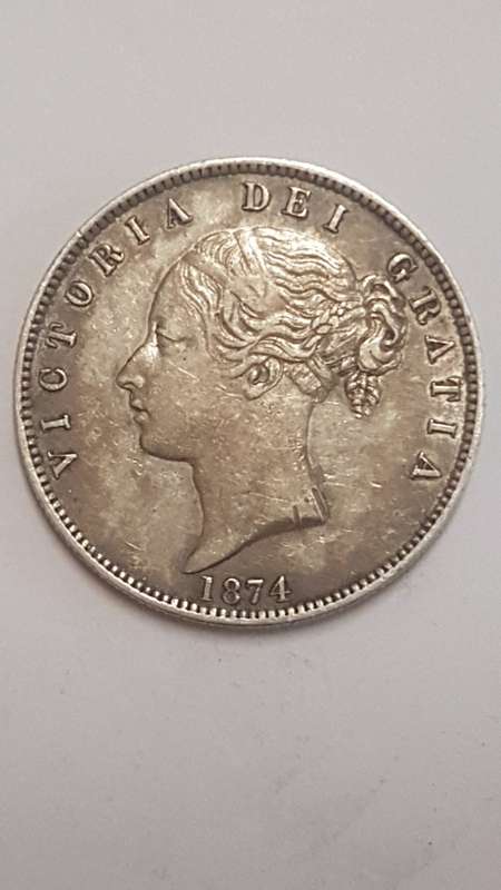 1874 British Half Crown Silver Coin
