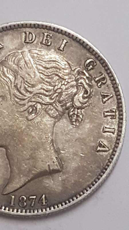 1874 British Half Crown Silver Coin