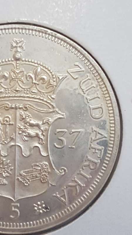 1937  Silver Proof South Africa Fantasy Crown 5 Shillings