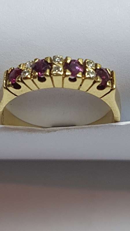 18ct Gold Diamond and Ruby Eternity Ring