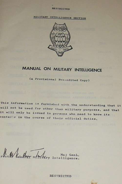 SADF MANUAL ON MILITARY INTELLIGENCE