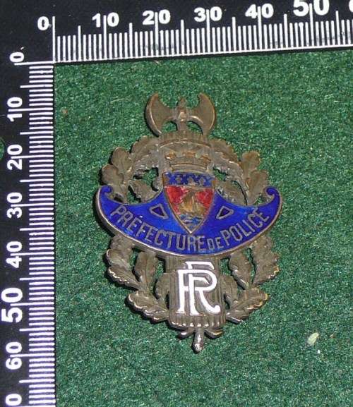 Extremely Rare 1930s French Paris Prefecture Police  Badge Numbered
