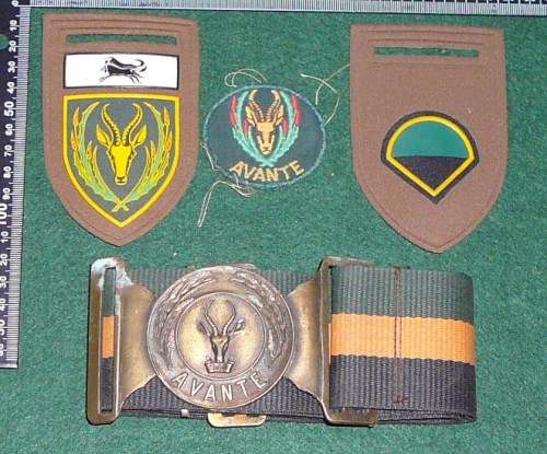 SADF 5 SA INFANTRY STABLE BELT & BADGE LOT