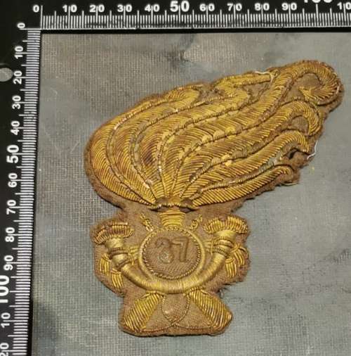 WW2 ITALIAN BERSAGLIERI OFFICERS EMBROIDERED CAP BADGE