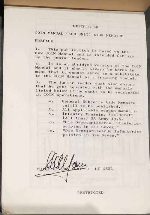 SADF AIDE MEMOIRE COIN MANUAL