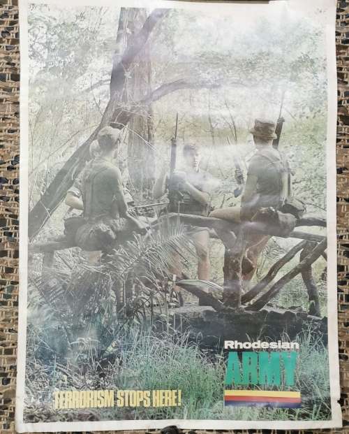ORIGINAL RHODESIAN TERRORISM STOPS HERE RECRUITMENT POSTER
