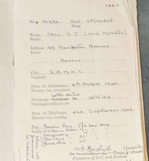 WW2 SOUTH AFRICAN MEDICAL NURSING SERVICES ID BOOK,RED CROSS CARD and BADGE