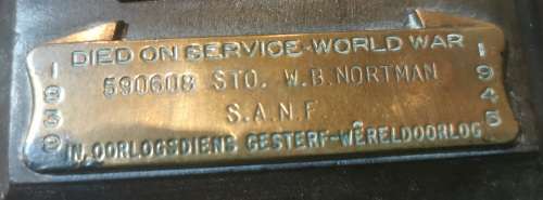 WW2 SA NAVY DEATH PLAQUE