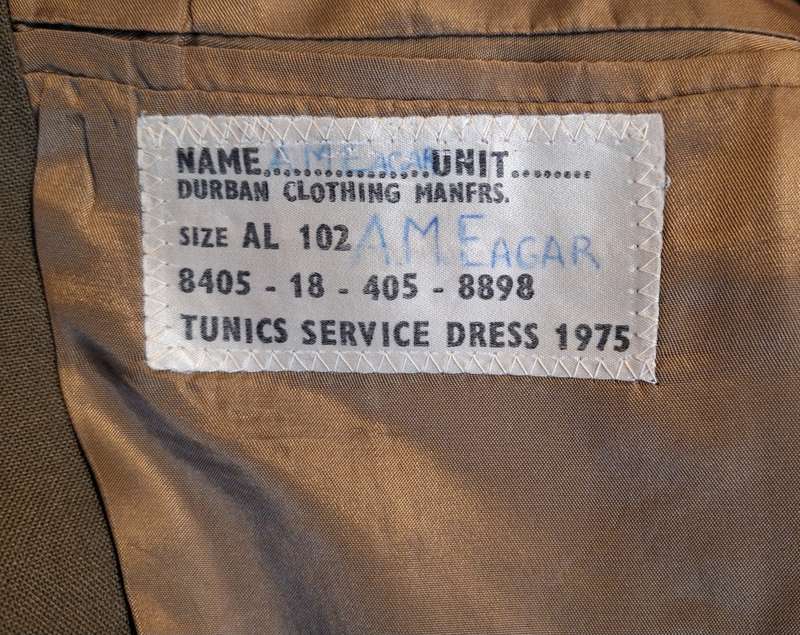 SADF NAMED CHIEF OF STAFF COLONEL EAGAR TUNIC