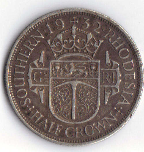 1932 HALF CROWN @@  SOUTHERN RHODESIA  @@