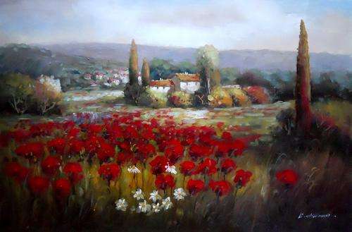 K HILLMAN "TUSCAN VILLAS" OIL PAINTING !!!!! R6 500-00 !!!!!!