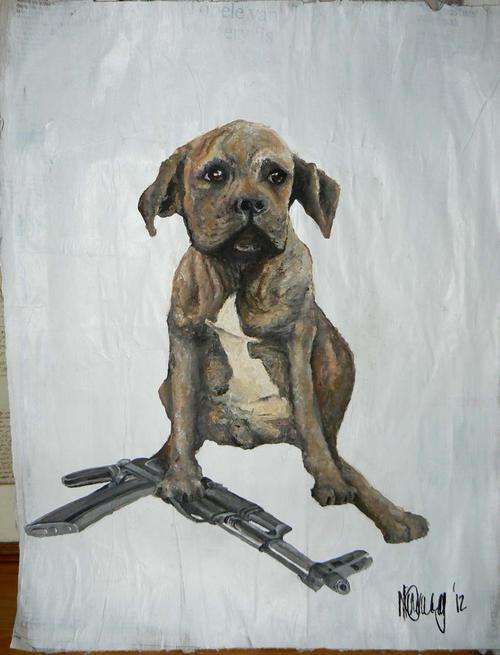 Entertaining Violence - SA Artist - Original Oil on Newspaper - Natali Downing