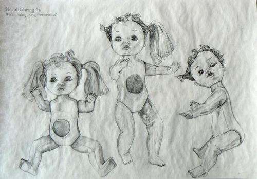 SALE!!! SA Artist - N Downing - Pencil drawing on off-white paper - "Hair today, Gone tomorrow"