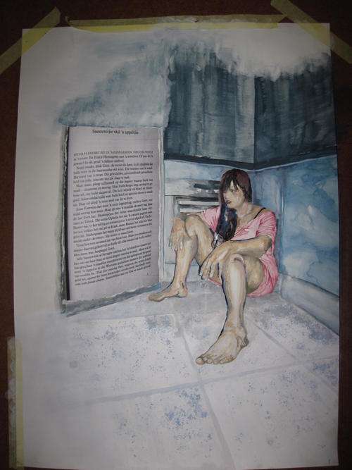 Women in the Kitchen - Mixed media on Fabriano