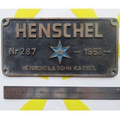 HENSCHEL & SOHN KASSEL NR 287 1952 MACHINE PLATE vintage collectible plaque rare sign objet d art