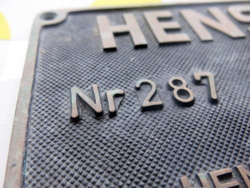 HENSCHEL & SOHN KASSEL NR 287 1952 MACHINE PLATE vintage collectible plaque rare sign objet d art