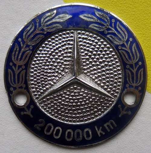 mercedes benz car badge 200000 km road transport collectible metal vintage rare emblem logo