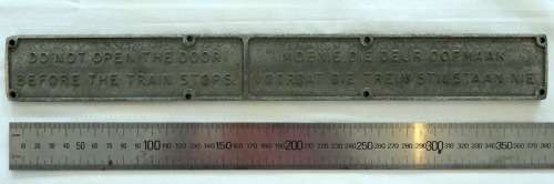 South African Railway sign DO NOT OPEN THE DOOR transport collectible plaque plate vintage SAR