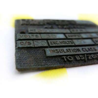 MAWDSLEY'S LTD DURSLEY - GLOS - ENGLAND A.C. EXCITER MACHINE PLATE