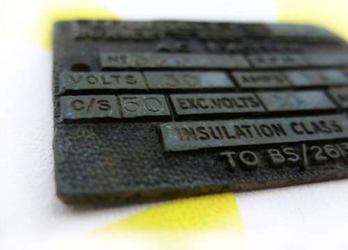 vintage machine identification name plate plaque
