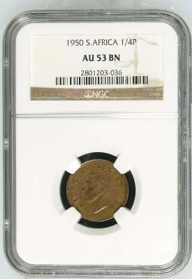 1950 - 1/4 Penny - AU53BN - NGC grade