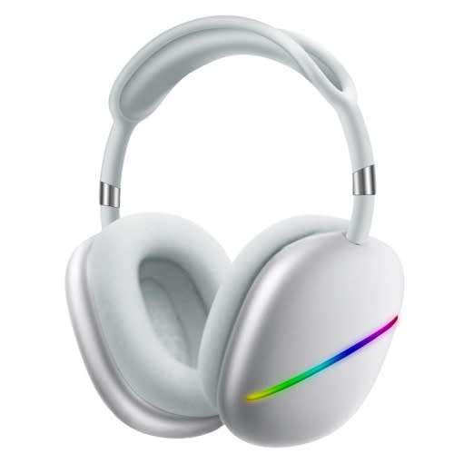 AKZ MAX 10 Noise Cancelling LED Light Bluetooth Headphones with Mic - Silver