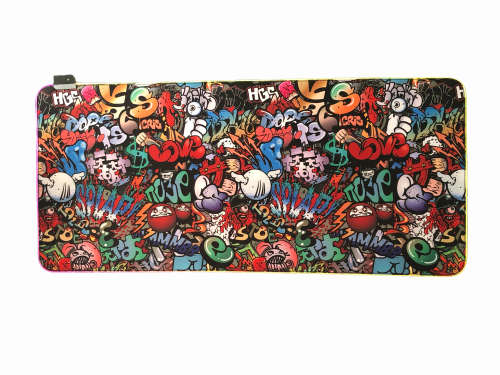 Graffiti Design Gaming Mouse Pad - RGB Border + 4 USB Port Hub (90 x 40 cm)