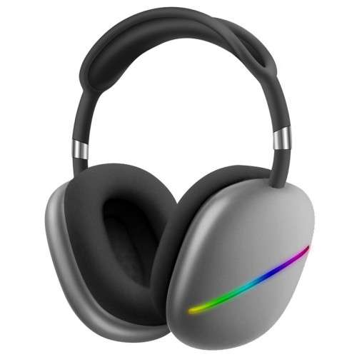 AKZ MAX 10 Noise Cancelling LED Light Bluetooth Headphones with Mic - GREY