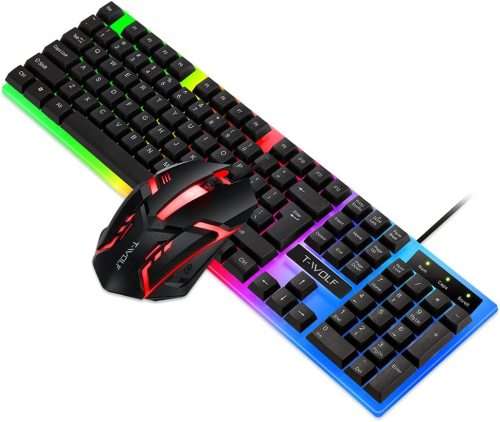 T-Wolf Rainbow Backlit Game Keyboard and Mouse Set - TF230