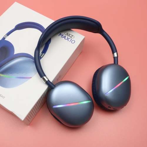 AKZ MAX 10 Noise Cancelling LED Light Bluetooth Headphones with Mic - BLUE