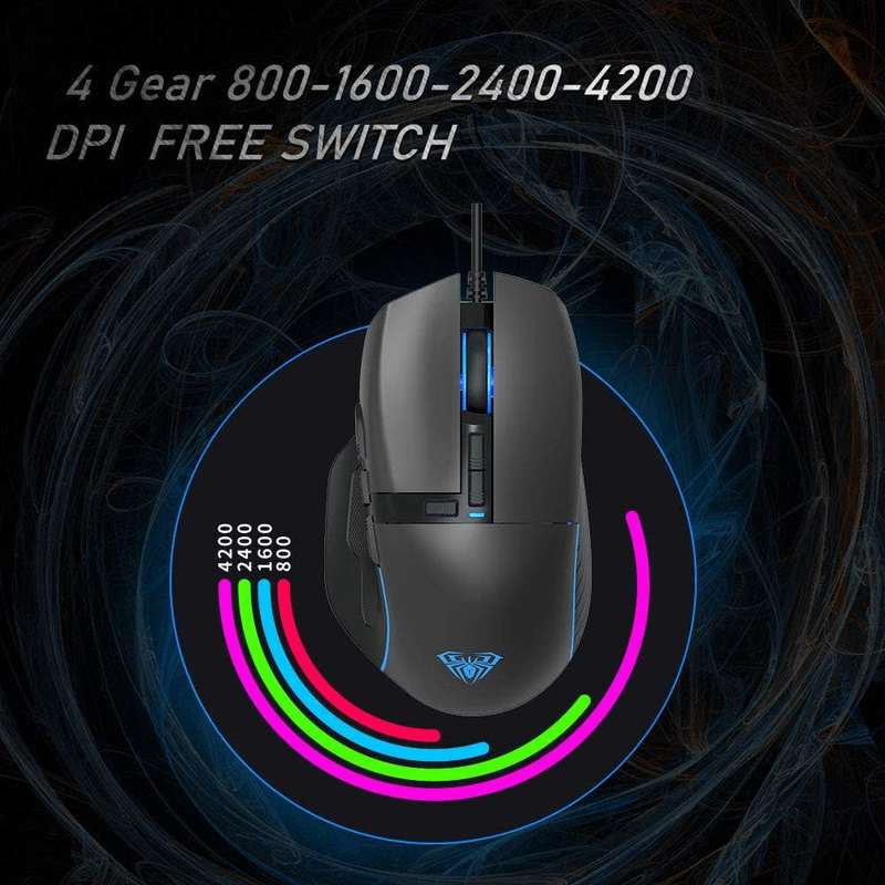 AULA F808 10 Button Gaming Mouse -RGB Backlit- DPI Adjustable