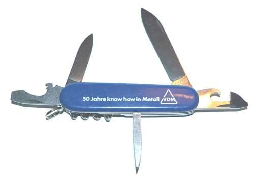 Victorinox Swiss Army Knife (Spartan) with VDM logo and blue scales