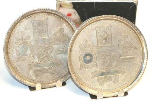 Silverplated Baby Birth Memory Plates X 2