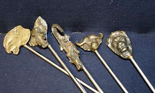 Brass Animal Cocktail Swizzle Sticks