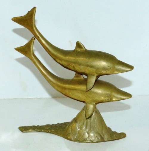 Brass Pair of Dolphins